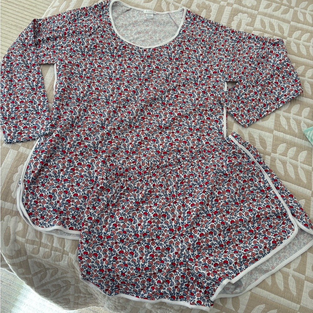 NWOT Lake Pajamas, long/short floral set, size M